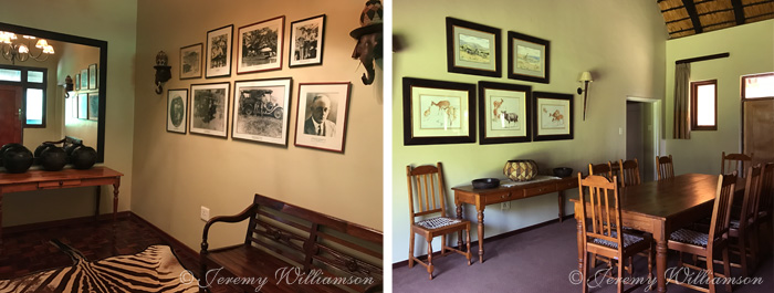 Entrance hallway amd dining room at the self catering Mtwazi Lodge, Hluhluwe iMfolozi Reserve, Northern KwaZulu-Natal