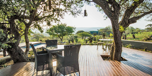 Mavela Game Lodge Deck swimming pool Manyoni Private Game Reserve Zululand Rhino Reserve Luxury Tented Camp