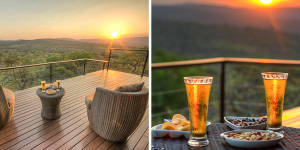 Mavela Game Lodge Deck Drinks Sunset Manyoni Private Game Reserve Zululand Rhino Reserve Luxury Tented Camp