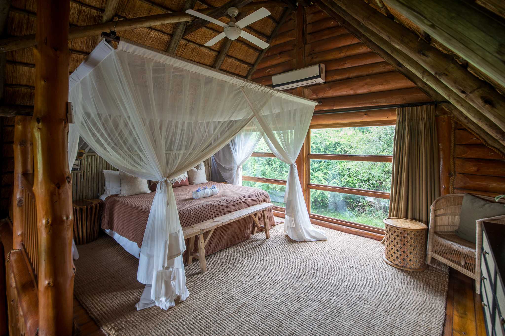 Family Chalet Bedroom at Rhino River Lodge, Manyoni Private Game Reserve (previously the Zululand Rhino Reserve), KwaZulu-Natal